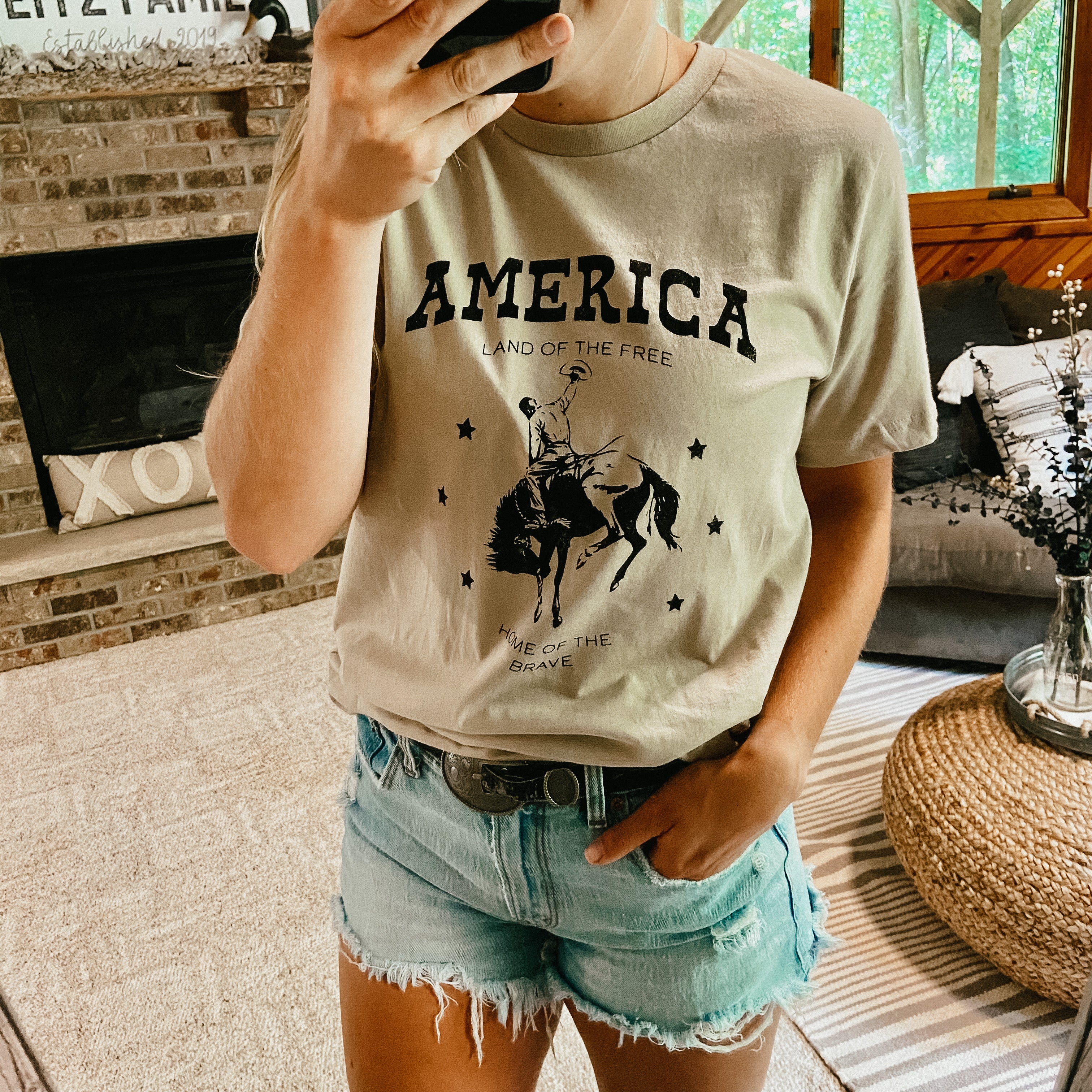 "America Land of The Free Home of The Brave" Graphic T-Shirt
