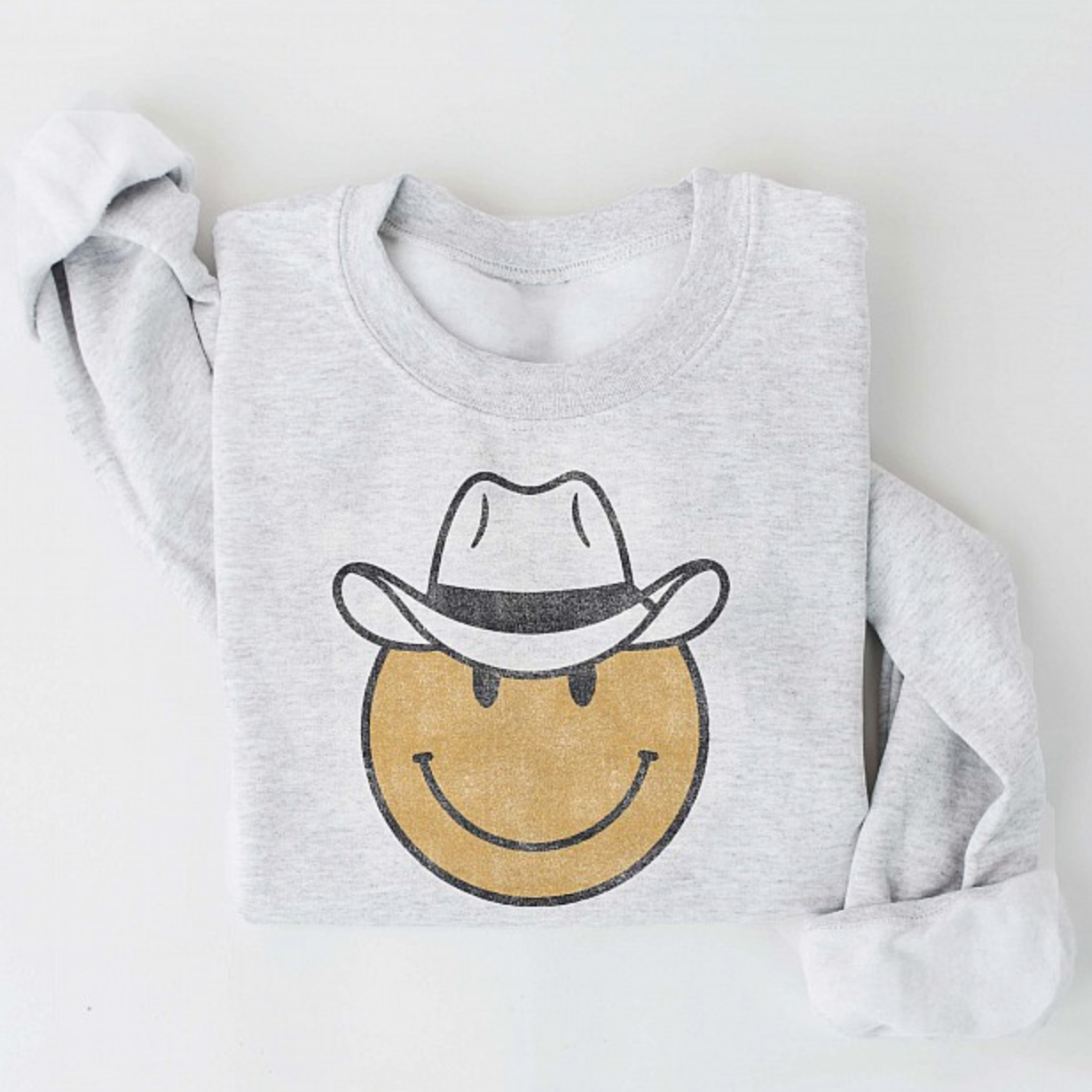 "Cowboy Smiley Face" Graphic Sweatshirt